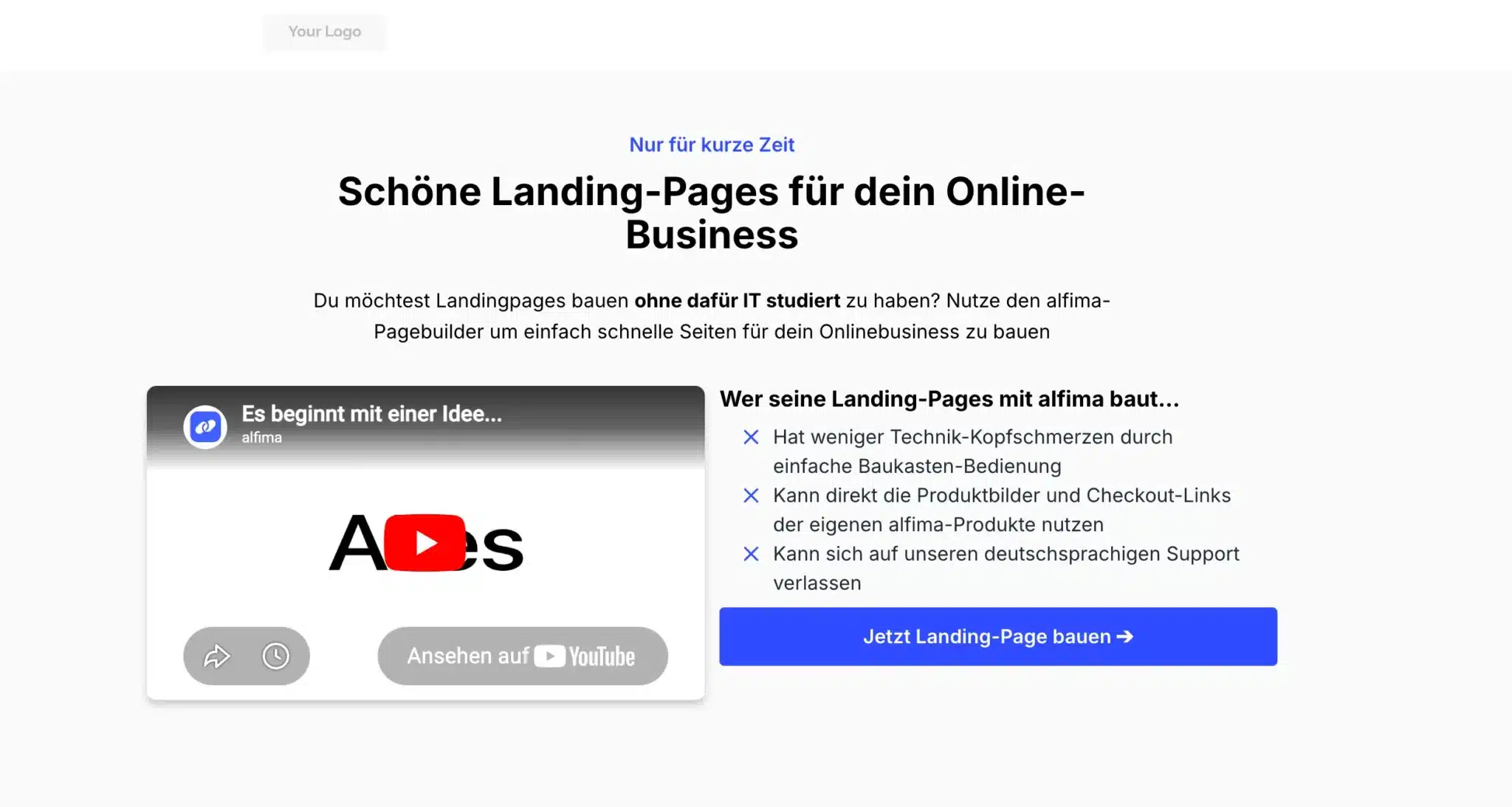 alfima All-In-One Tool Landingpage Vorlage