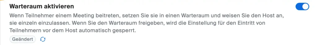 Anleitung Warteraum aktivieren in Zoom