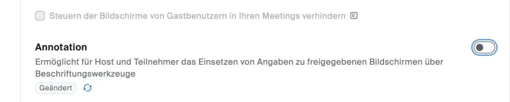 Zeichnen in Zoom deaktivieren